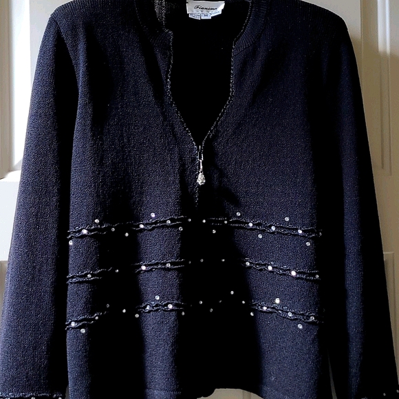 Fianona Crystal Embellished Zip Sweater - Picture 1 of 5
